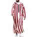 Men's Clothing Color Matching Striped Long Robe Hoodie Ethnic Style Kebaya_viptrois.com