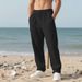 Men's Linen Casual Pants - Breathable Relaxed Fit Straight Leg Beach Trousers For Comfortable Outdoor & Daily Wear_viptrois.com