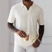 Men's Clothing Knitted Water Soluble Jacquard Hollow Fabric T Shirt Cardigan Short Sleeved Summer Shirt_viptrois.com
