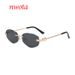 New Frameless Metal Frame Single Beam Irregular Angular Oval Sunglasses Sun Protection Sunglasses T1174_viptrois.com