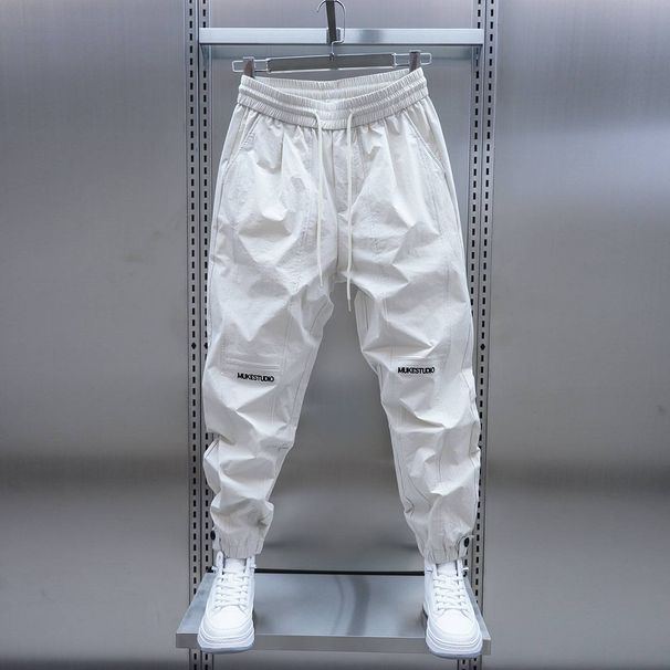 Summer Thin Perforated Quick-drying Air-conditioned Pants, Men's Loose Tight-fitting Harem Pants, Ice Silk Drawstring Pants_viptrois.com