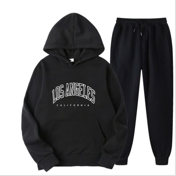 European And American Men's Fashion Spring And Autumn Hooded Solid Color Hoodie Set Men's Pullover Hoodie Set Men's Hooded Sweatshirt_viptrois.com