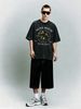 Summer Washed Cotton T-Shirt, Men's Olive House Tuscany Print, Casual Vintage Style, Oversized Tee_viptrois.com