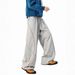 Heavy Navy Blue Bright-line Scimitar Sweatpants For Men And Women, Autumn Comfortable And High Casual Pants, Loose Sports Wide-leg Pants_viptrois.com