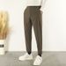 Men's Slim Fit Tapered Trousers, Stretch Ankle-Length Dress Pants For Business Casual, Lightweight Wrinkle-Resistant Office Pants In Black Gray Khaki_viptrois.com