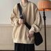 Men's Clothing Sweater - Japanese Style Oversized Pullover, Winter Warm Casual Crewneck Jumper, Soft & Cozy Unisex Knitwear (Red, Blue, Green, Beige)_viptrois.com