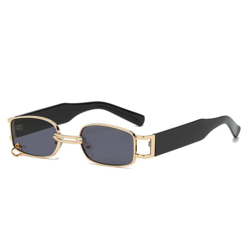 Unisex Accessories Sunglasses Small Frame Metal Square Sunglasses Fashion Trend Personality Ring Buckle Sunglasses_viptrois.com