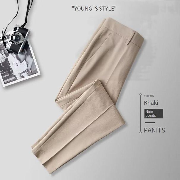 Men's Clothing Suit Pants Nine Points Slim Fit Business Formal Casual Pants Slim Feet Advanced Drape Suit Pants_viptrois.com
