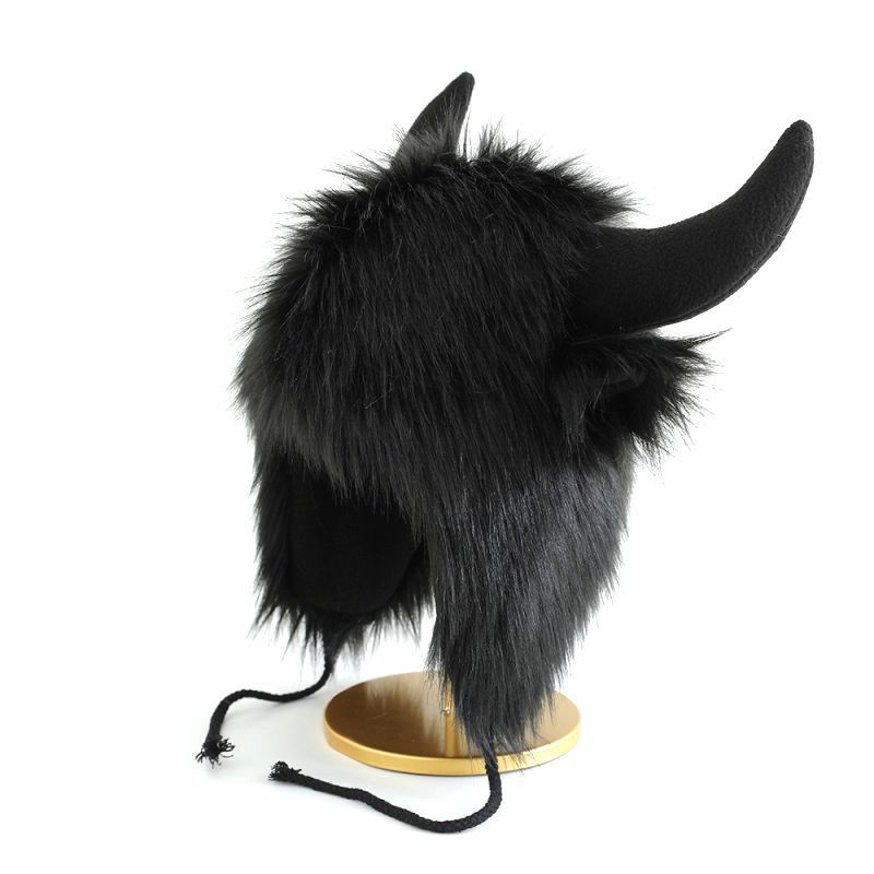 Halloween Funny Bullhead Plush Women's Winter Warm Hat_viptrois.com