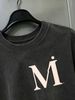 100% Cotton Washed Vintage Men's 3-Pack T-shirts Light Pink Letter M Monogram Print Crew Neck Short Sleeve Casual Tops In Gray Brown Light Gray_viptrois.com
