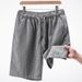 Men's Clothing Summer Thin White Cotton And Linen Shorts Solid Color Loose Breathable Elastic Waist Straight Linen Casual Shorts_viptrois.com