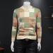 Loom Loom Europe Station 2023 Autumn Winter New Men's Crew Neck Sweater Plus Size Jacquard Casual Slim Fit Plaid Base Shirt_viptrois.com
