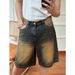 Men's Summer Lightweight Denim Shorts Retro Loose Fit 5 Inch Inseam Cargo Streetwear And Daily Casual Wear_viptrois.com