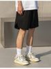 K Men's Loose Casual Shorts With A Curved Slit Design At The Hem And Embroidered Sporty Five Quarter Pants_viptrois.com