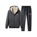 Men's Clothing Men's Autumn And Winter Hooded Zipper Lambskin Thick Warm Solid Color Sweatshirt Trousers Sports US Print Style_viptrois.com
