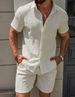Men's Clothing Summer Casual Shirt Short Sleeved Beach Pants Summer Suit_viptrois.com
