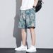 2025 Summer New Ethnic Style Men's Casual Patterned Shorts, Beach Pants, Trendy Brand Summer Large Size Mid-length Pants_viptrois.com