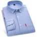 Men's 100% Cotton Oxford Shirt - Wrinkle-Resistant Slim Fit Long Sleeve Shirt With Classic Stripes & Checks For Business Casual Wear_viptrois.com