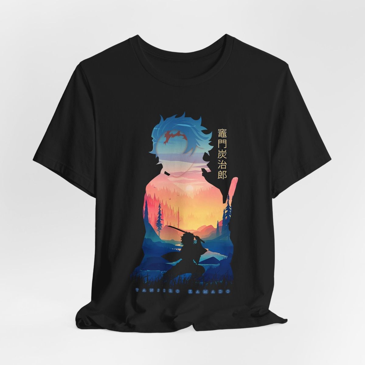Silhouette Tanjiro Tee, Anime Graphic T-Shirt Mens Womens Tees Top, Casual Wear, Unisex Jersey Shirt_viptrois.com