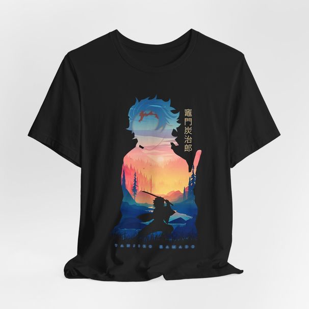 Silhouette Tanjiro Tee, Anime Graphic T-Shirt Mens Womens Tees Top, Casual Wear, Unisex Jersey Shirt_viptrois.com