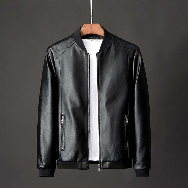 Men's Clothing Winter Casual Motorcycle Leather Jacket, Velvet Men's Jacket, Men's Pu Leather Jacket_viptrois.com