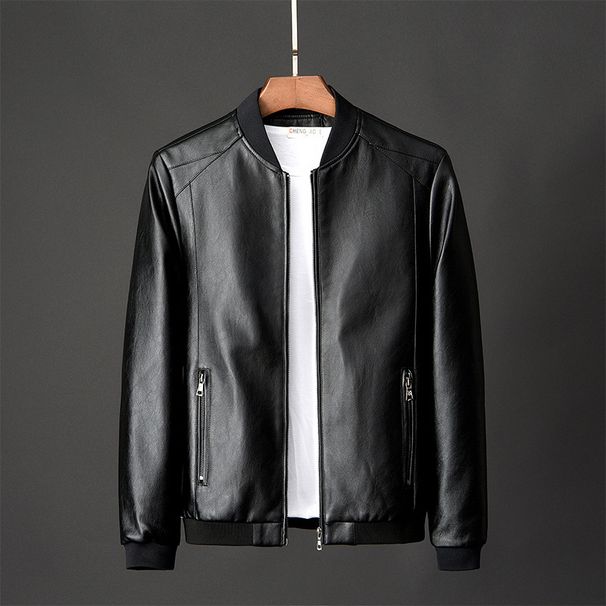 Men's Clothing Winter Casual Motorcycle Leather Jacket, Velvet Men's Jacket, Men's Pu Leather Jacket_viptrois.com