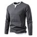 Monochrome Man- 2025 New Men's Solid Color Henley Neck Long Sleeve T-Shirt Spring Autumn Casual Base Shirt Cotton Breathable Comfortable_viptrois.com