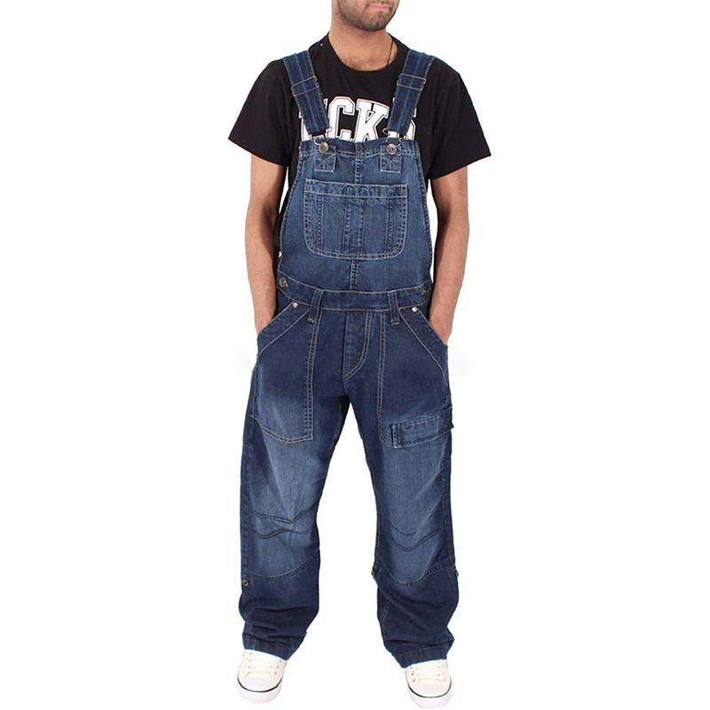 Man's clothing Cargo pants Men's denim overalls Stylish simple baggy jeans with multiple pockets_viptrois.com