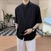 Men's Clothing New Style Stand Up Collar Loose Designer Three Dimensional Tailoring Versatile Shirt Solid Color Simple Versatile Short Sleeved Shirt_viptrois.com