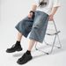 Wahed Graffiti Denim Short For Men, Summer Thin Mid-Length American Street Style Veratile Looe Straight Cropped_viptrois.com