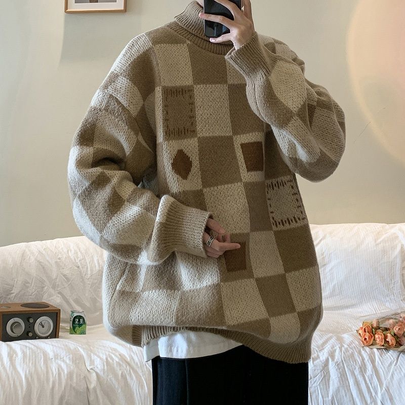 Loom Loom High Collar Thickened Sweater For Men, Autumn Winter Style, Trendy And Handsome Knitted Sweater, Loose Fit Versatile_viptrois.com