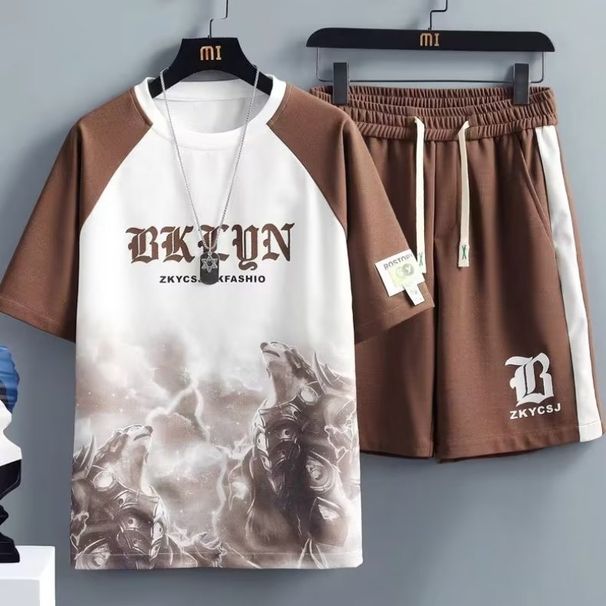 Few Shirts, Clothing, Waffle Casual Sports Suit, Men's Loose Fit, Large Size, Summer Handsome, Youth Ice Silk Short_viptrois.com