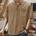 2024 Summer New Turn-down Collar Button T-shirt Men's European Style Washed Short Sleeve Loose Casual Top Men_viptrois.com