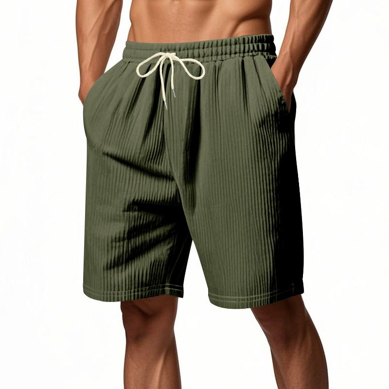 Men's Clothing Summer Casual Men's Shorts Heavy Corduroy Solid Color Straight Fit For Formal & Casual_viptrois.com