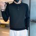 New Polo Shirt With Collar And Long Sleeves, Knitted Sweater, Men's Thin Design_viptrois.com