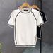 Men's Clothing Summer New Style Ice Silk Thin Knitted Short Sleeved T Shirt Contrast Color Slim Bottoming Shirt_viptrois.com