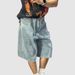 Men's Clothing Trendy Handcuffs Embroidered Cropped Jeans Loose Straight Casual Skateboard Pants_viptrois.com