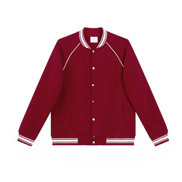 Men's Cotton Baseball Jacket - Oversized Varsity Style Pullover With Color Blocking (Navy/White, Red/White, Khaki/Beige, Beige/Blue, Black/White)_viptrois.com