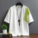 2025 Summer New Ice Silk Crew Neck Top Loose And Versatile Half-sleeved Trendy Men Handsome And Versatile Contrasting Short Sleeves_viptrois.com