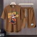 Men's Clothing 2024 Waffle Casual Summer Suit Men's Loose Teen Short sleeved T shirt Shorts Handsome Two piece Suit_viptrois.com