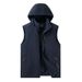 Men’s Lightweight Hooded Vest – Breathable Polyester Corduroy Sleeveless Jacket For Outdoor & Casual Wear (Double-Breasted, Zip Pockets, Striped)_viptrois.com