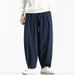 Men's Clothes Summer Men's Cotton Loose Wide Leg Pants Solid Color Turnip Pants Tide_viptrois.com