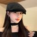 Large Head Circumference Forward Cap For Women, Suede Beret, British Style Duckbill Painter Hat, New Autumn And Winter_viptrois.com