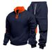 Independent Station Cross-border Winter New Men's Heavy Fleece Loose Stand-up Collar Casual Sweater Tooling Sweatpants Suit Men's_viptrois.com