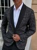 Men's Clothing Fashion Shiny Sequin Business Banquet Dress Suit Jacket_viptrois.com