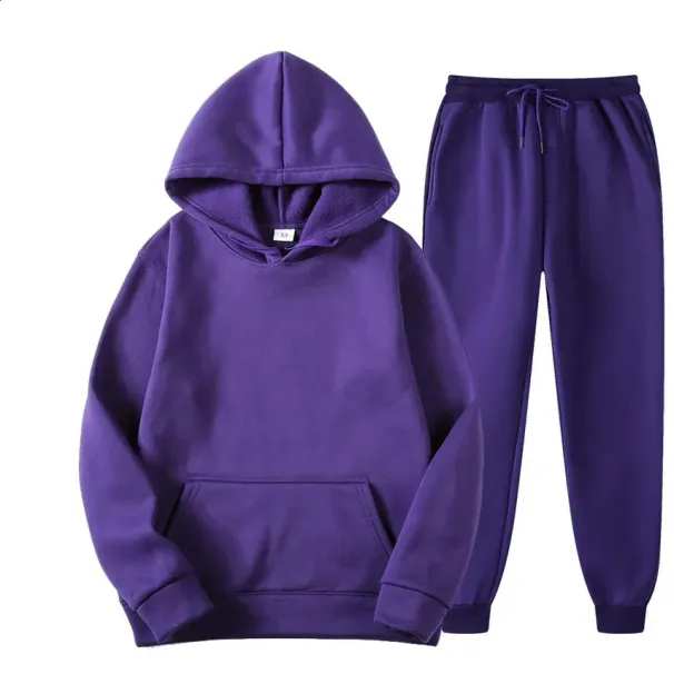 Mens Female Tracksuit Casual Jogging Suit Sweatshirt Set Hoodies Sweatpant 2pcs Fashion Warm Solid Colors Loose_viptrois.com