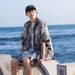 Men's Clothing Summer Handsome Loose Short Sleeved Shirt Beach Shorts Casual Two Piece Suit_viptrois.com