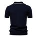 2025 Summer New Men's Lapel Knitted Striped Patchwork European Size Short Sleeved Polo Shirt For Men_viptrois.com