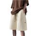 Men's Clothing Shorts Men's Summer Retro Heavy Drawstring Sports Pants Thin Breathable Straight Casual Five Point Pants_viptrois.com