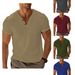 Men's Clothing Men's European And American Solid Color V Neck Breathable Perspiration Leisure Sports Light Regular Short Sleeved T Shirt_viptrois.com